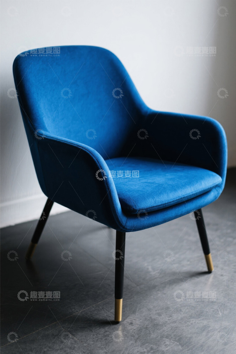 高清大图下载【趣麦麦图】蓝色现代舒适单人沙发