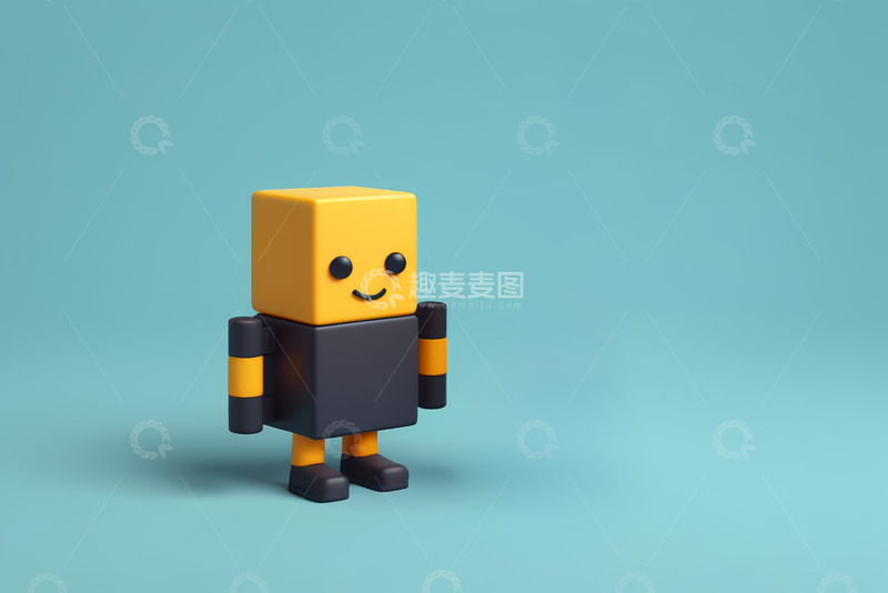 高清大图下载【趣麦麦图】黄色卡通机器人形象素材