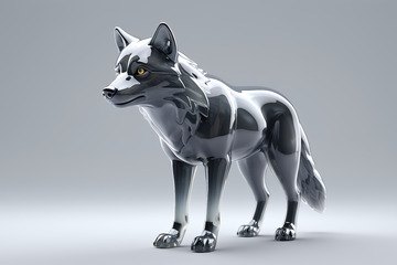 立体金属质感狼雕塑