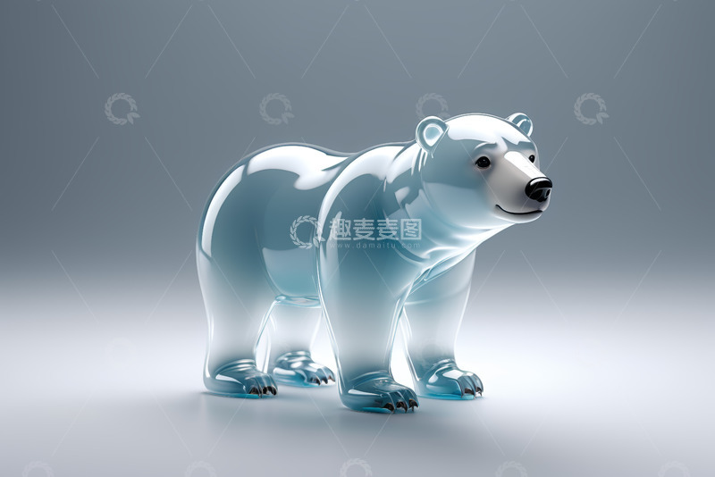 高清大图下载【趣麦麦图】透明北极熊摆件静物图