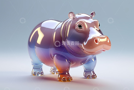 透明质感河马立体模型