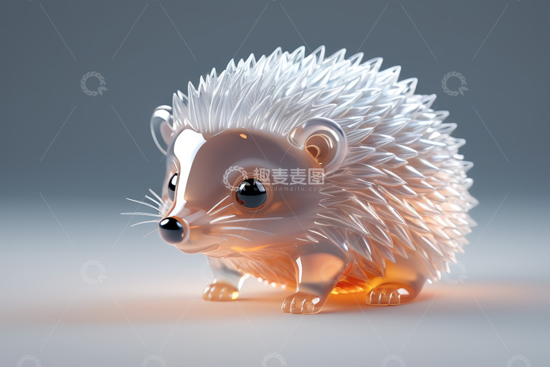 高清大图下载【趣麦麦图】透明质感刺猬3D模型