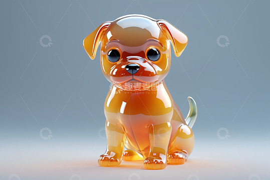 透明质感3D小狗模型