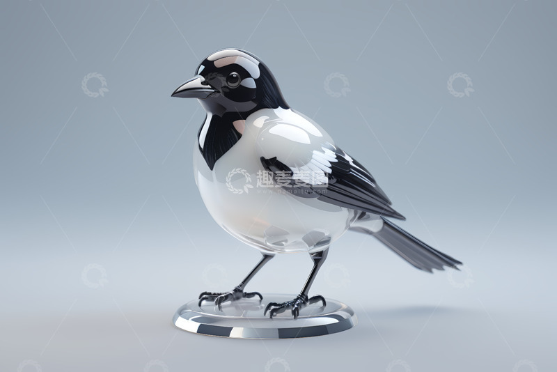 高清大图下载【趣麦麦图】黑白鸟3D立体模型