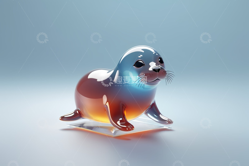高清大图下载【趣麦麦图】透明质感小海豹模型