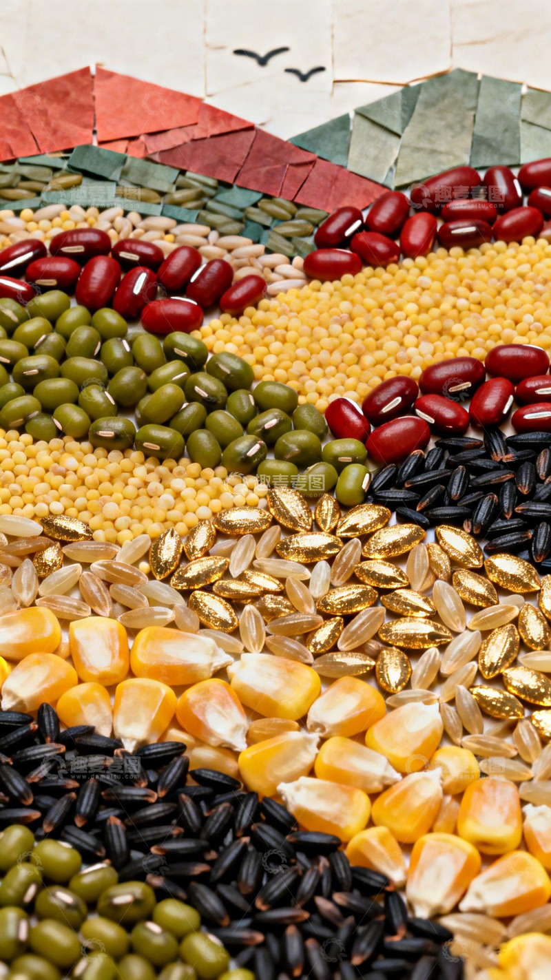 高清大图下载【趣麦麦图】五谷杂粮色彩拼贴