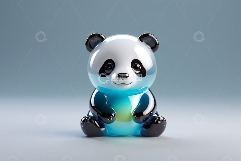高清大图下载【趣麦麦图】透明质感熊猫玩具摆件