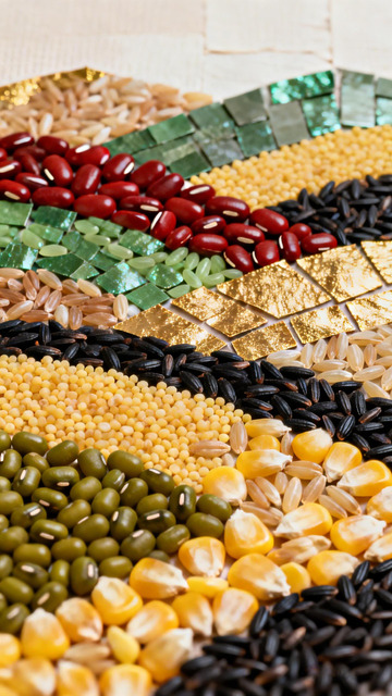 多彩谷物拼贴艺术