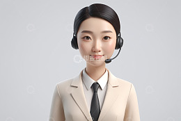 戴耳机的职业女性肖像