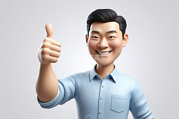 卡通男人竖大拇指