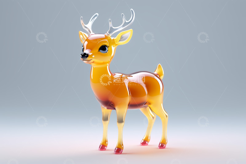 高清大图下载【趣麦麦图】透明质感小鹿摆件