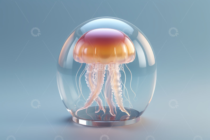 高清大图下载【趣麦麦图】玻璃球内的水母特写