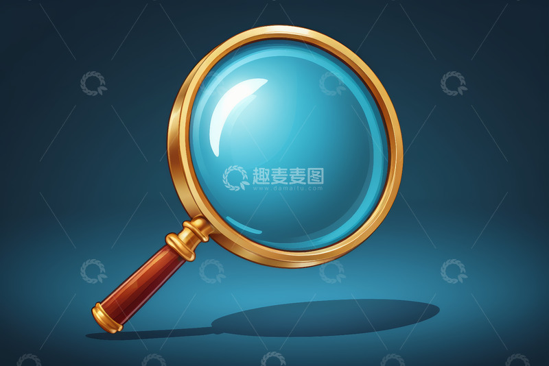 高清大图下载【趣麦麦图】金色放大镜插画素材