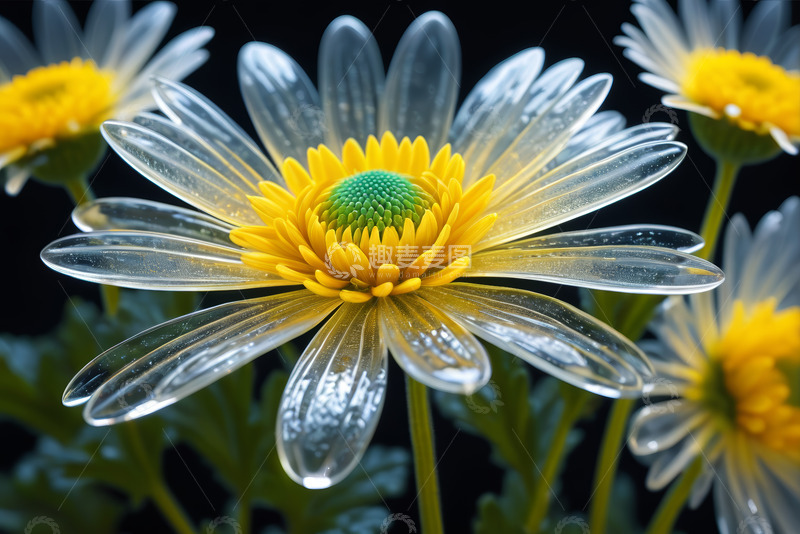 高清大图下载【趣麦麦图】透明花瓣黄色花蕊花朵特写