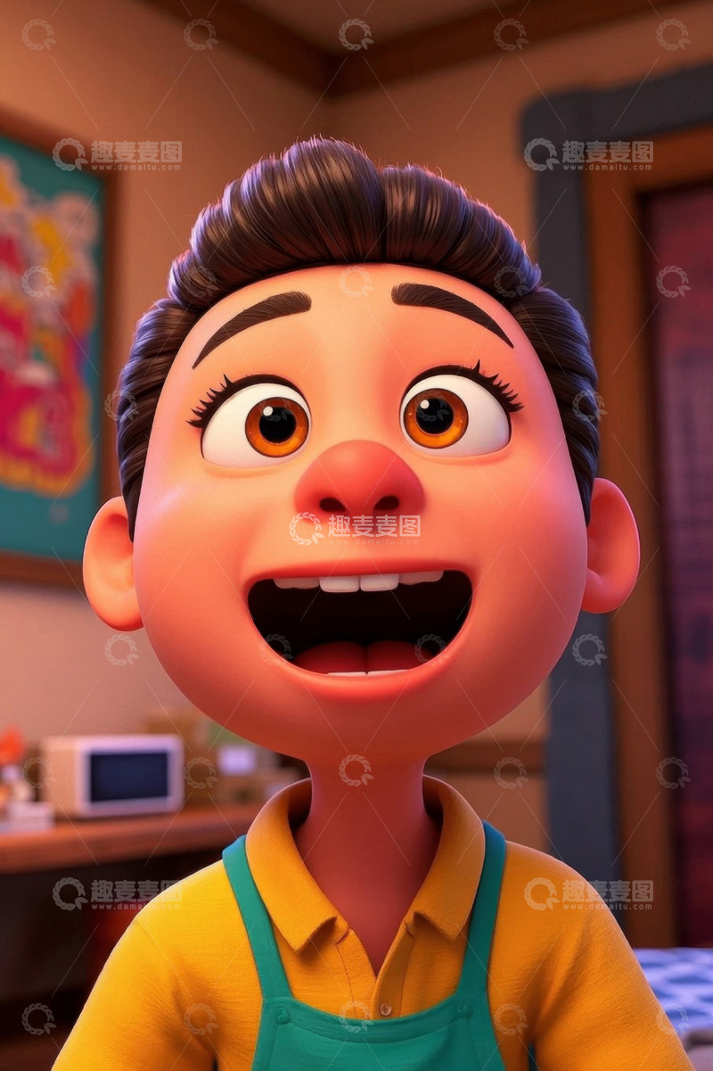 高清大图下载【趣麦麦图】开心小男孩室内表情特写