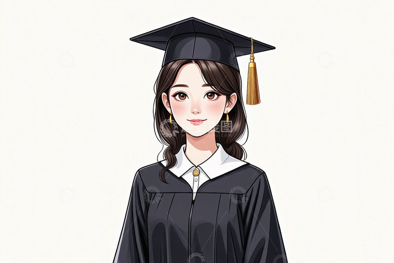 高清大图下载【趣麦麦图】身着学士服的女生形象