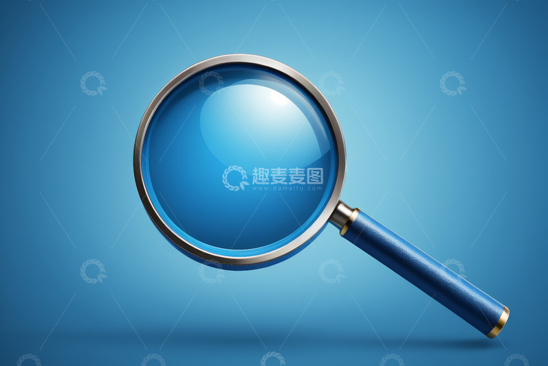 高清大图下载【趣麦麦图】蓝色背景放大镜图标