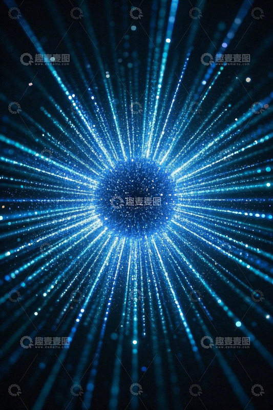 蓝色发光放射状抽象背景
