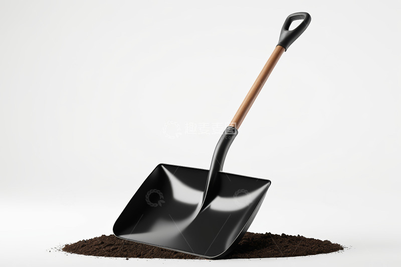 高清大图下载【趣麦麦图】黑色铁锹置于土壤上