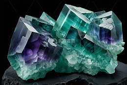 多彩透明矿物晶体特写