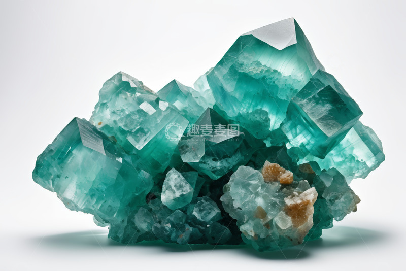 高清大图下载【趣麦麦图】蓝绿色水晶矿物特写