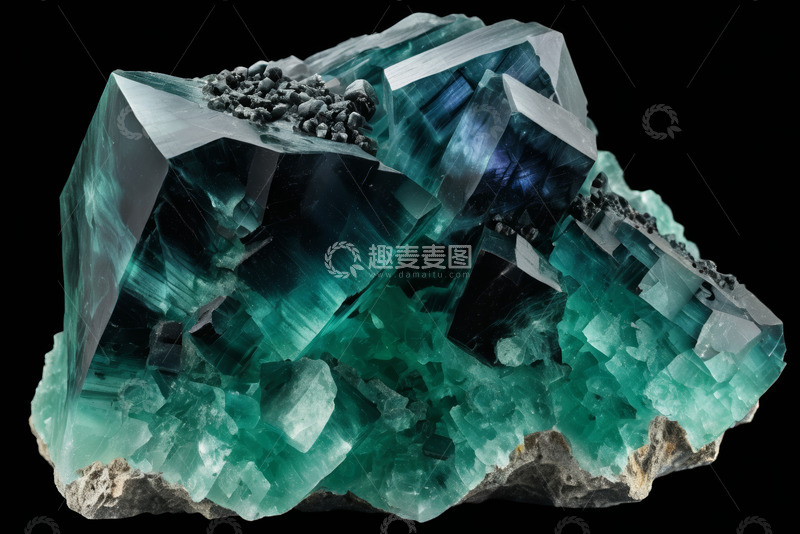 高清大图下载【趣麦麦图】蓝绿色晶体矿物特写素材