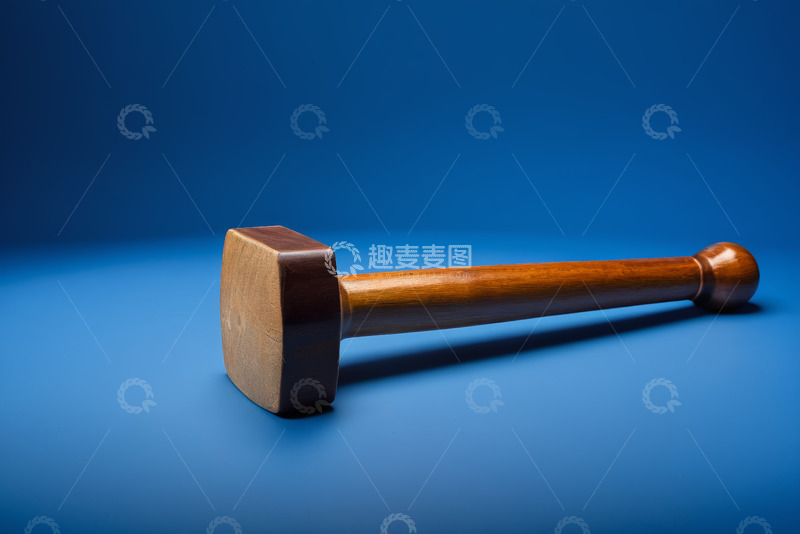 高清大图下载【趣麦麦图】蓝色背景下的木质锤子工具