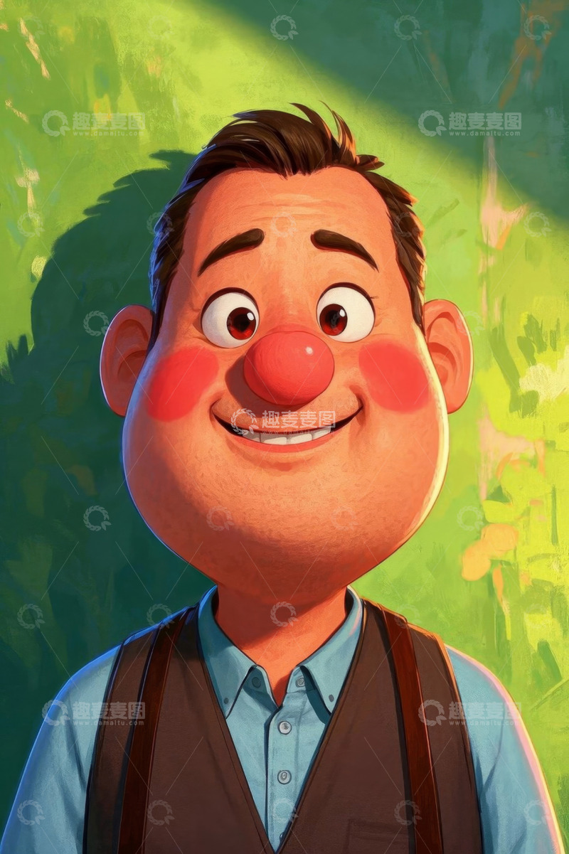 高清大图下载【趣麦麦图】卡通风格男子微笑肖像
