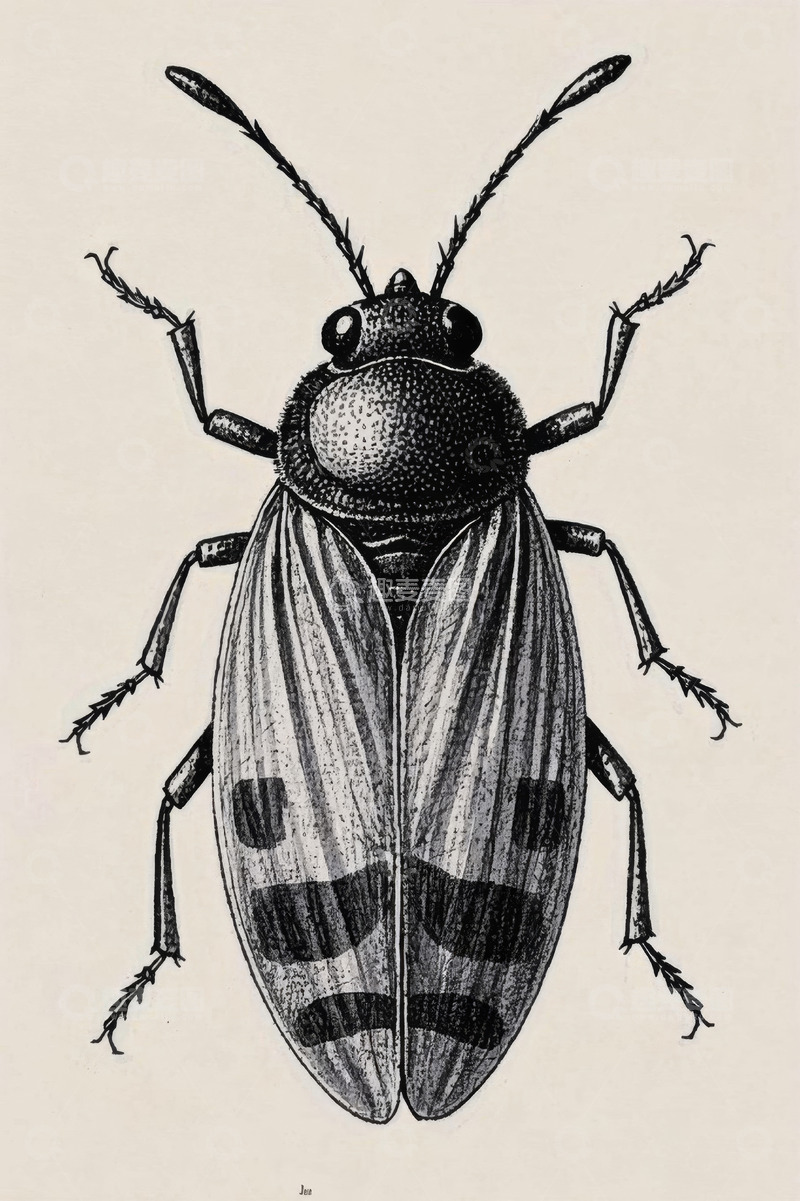 高清大图下载【趣麦麦图】甲虫黑白手绘图案