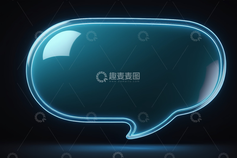 高清大图下载【趣麦麦图】蓝色霓虹对话气泡素材