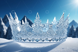冰雪背景下的水晶皇冠