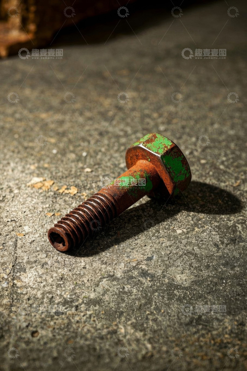 高清大图下载【趣麦麦图】地面上的生锈螺栓