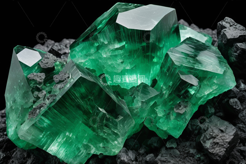 高清大图下载【趣麦麦图】绿色晶体矿石特写素材