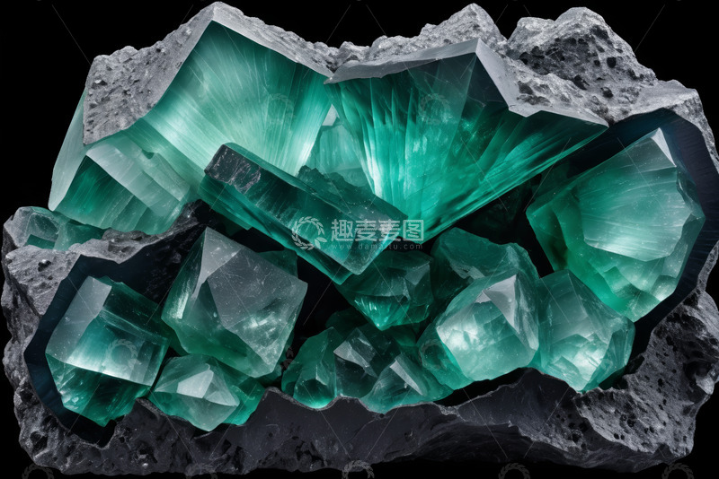 高清大图下载【趣麦麦图】绿色水晶矿石特写