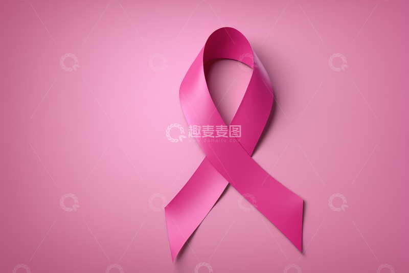 高清大图下载【趣麦麦图】粉色乳腺癌防治意识丝带