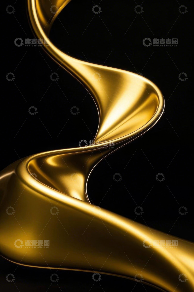 高清大图下载【趣麦麦图】黑色背景金色流动液体画面