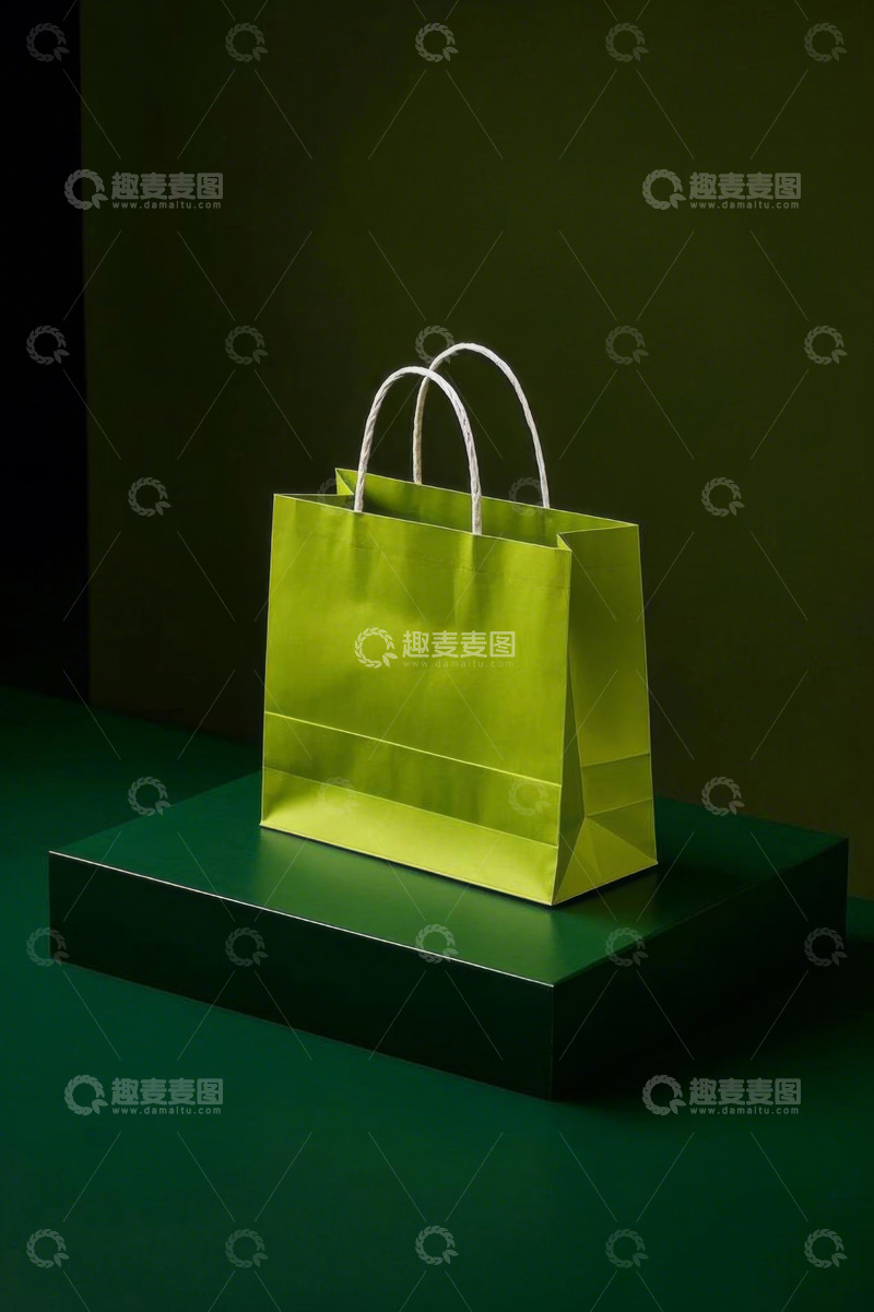 高清大图下载【趣麦麦图】绿色购物袋静物展示