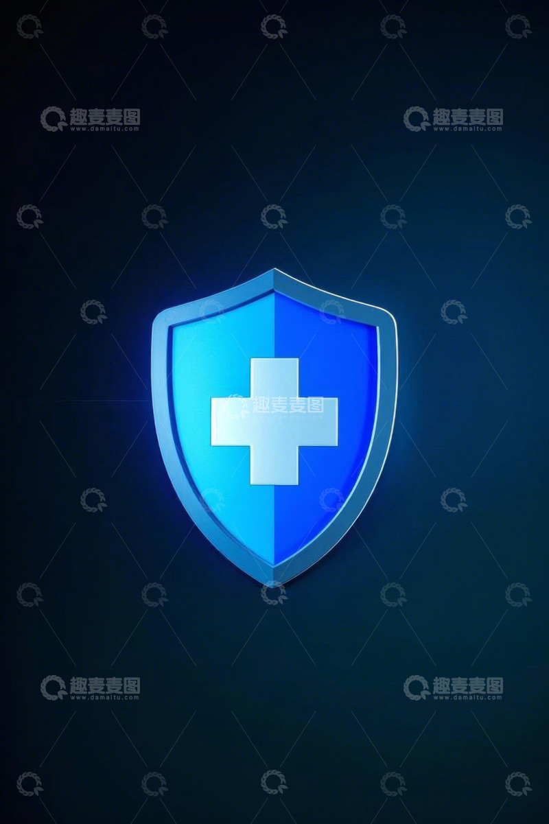高清大图下载【趣麦麦图】蓝色盾牌医疗标志素材