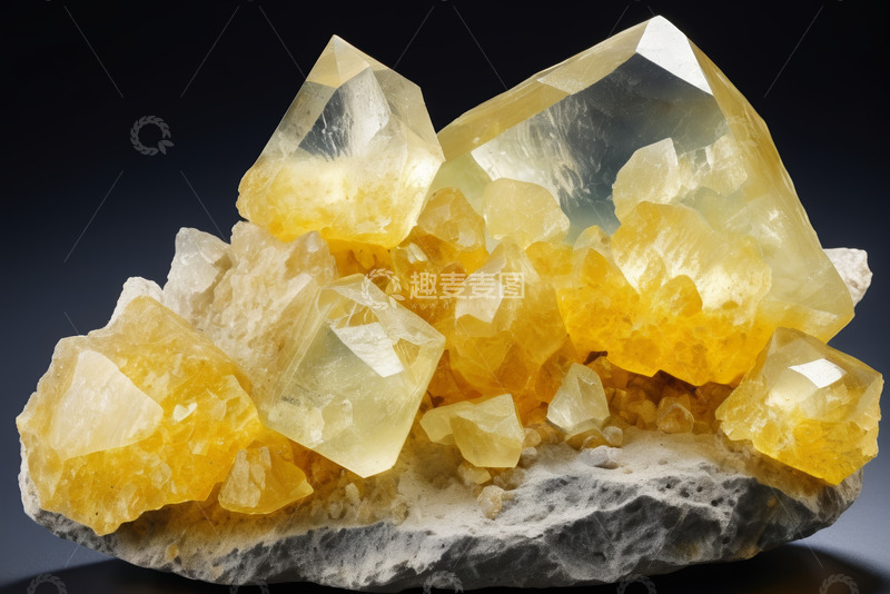 高清大图下载【趣麦麦图】黄色水晶矿物特写