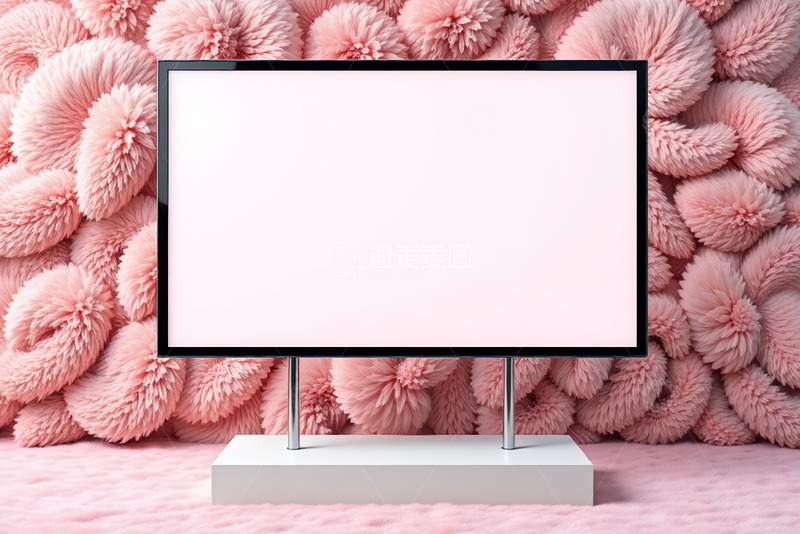高清大图下载【趣麦麦图】粉色背景前的空白显示屏