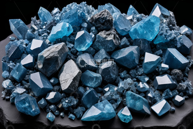 高清大图下载【趣麦麦图】蓝色水晶矿石特写