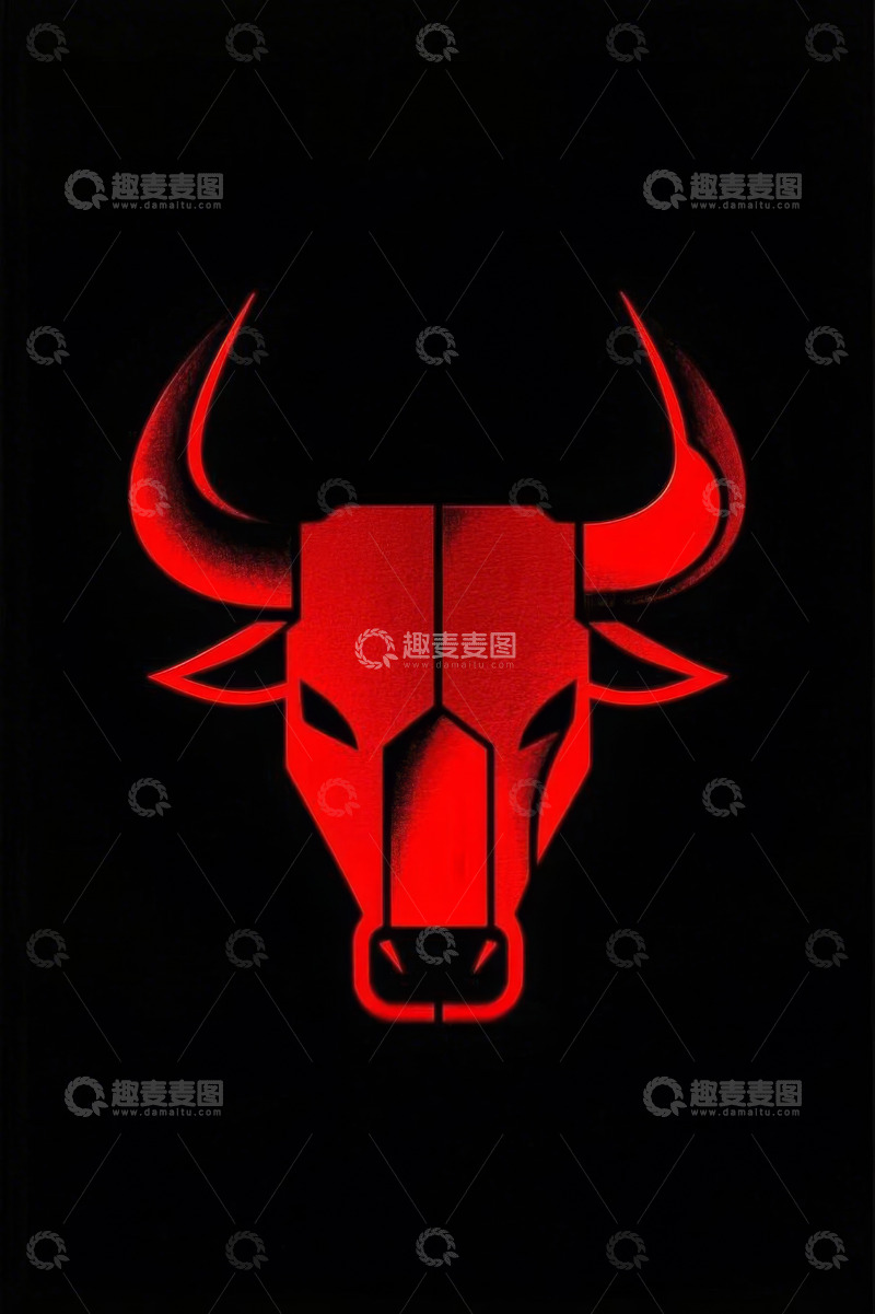 高清大图下载【趣麦麦图】红色公牛头图形设计素材