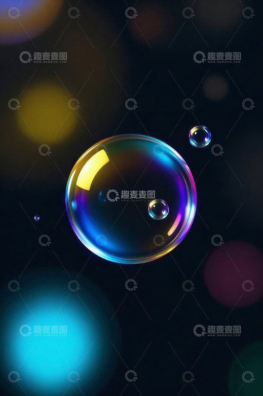 梦幻彩色气泡悬浮画面