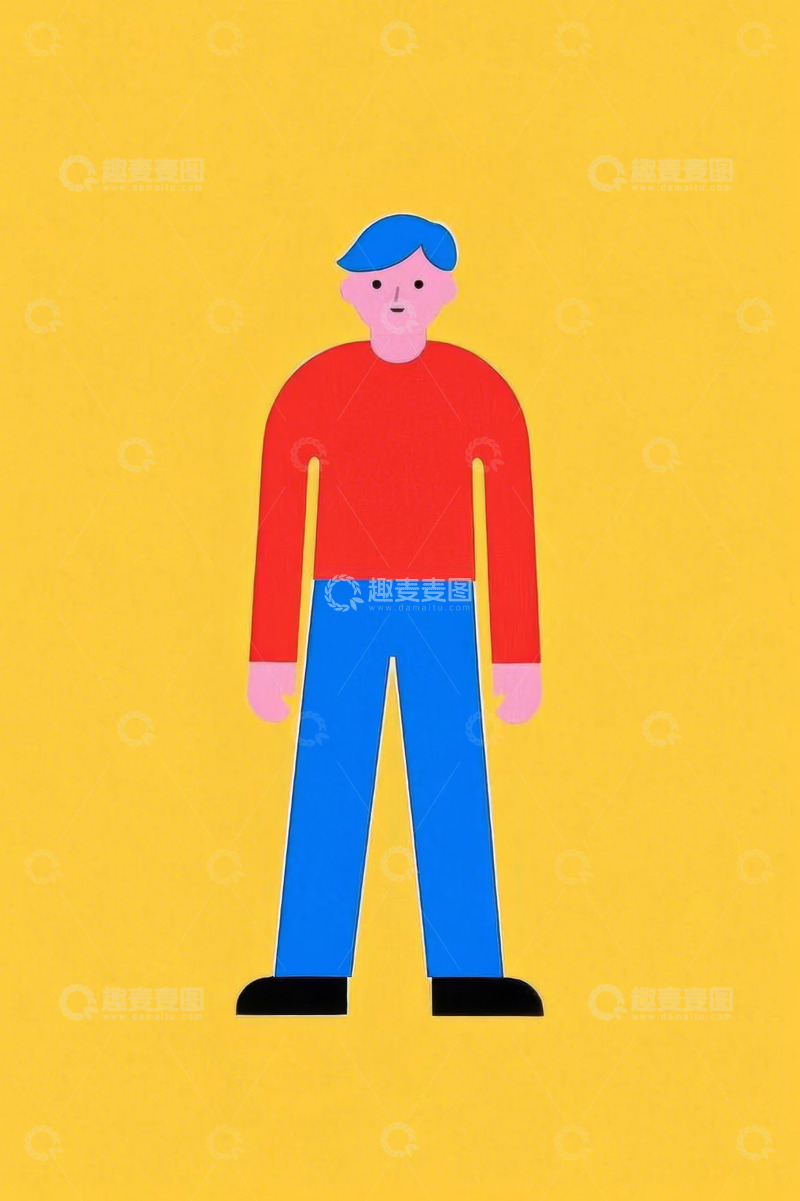 高清大图下载【趣麦麦图】站立男子卡通人物插画素材