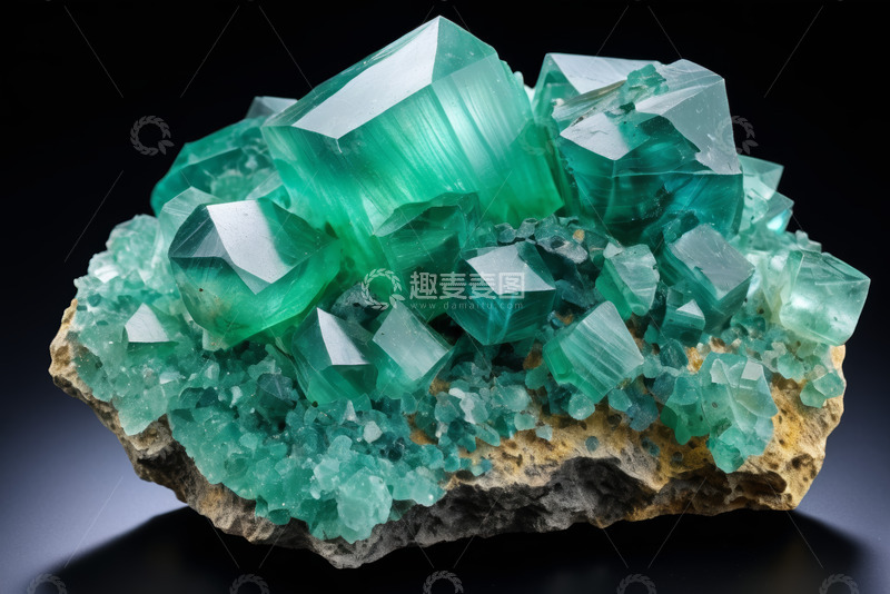 高清大图下载【趣麦麦图】绿色晶体矿物特写