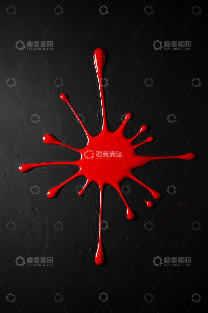 高清大图下载【趣麦麦图】黑色背景上的红色油漆飞溅