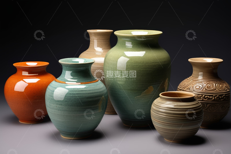 高清大图下载【趣麦麦图】多彩陶瓷花瓶静物展示