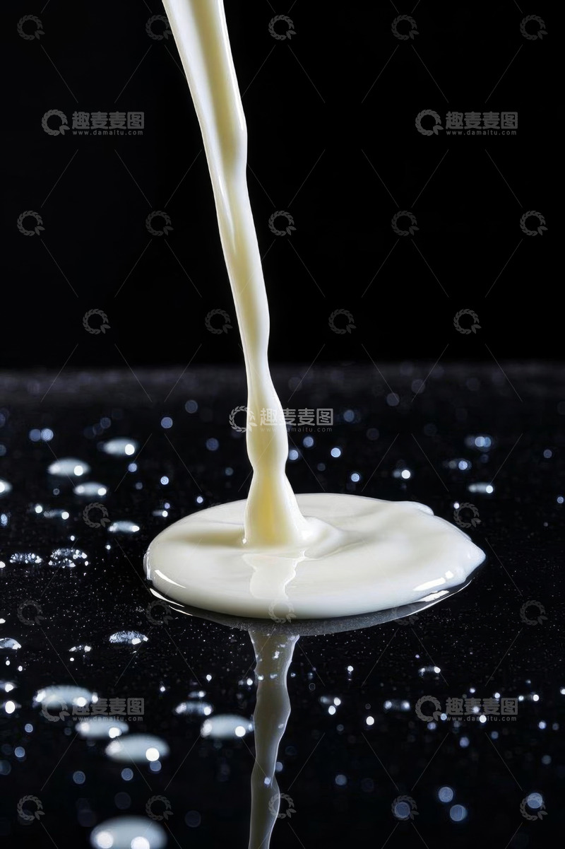 高清大图下载【趣麦麦图】牛奶倾倒滴落特写