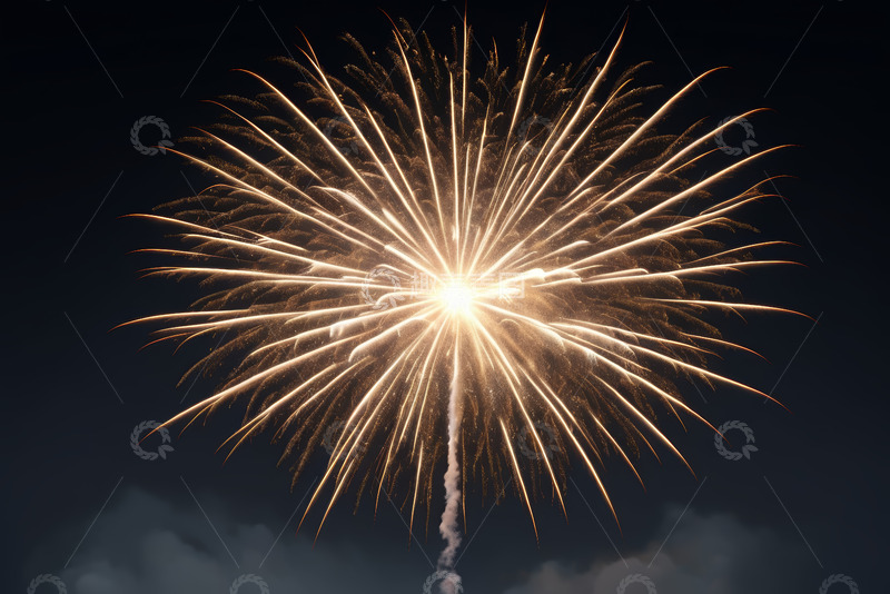 高清大图下载【趣麦麦图】夜空中绽放的金色烟花