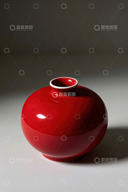 红色陶瓷花瓶特写素材